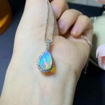 천연 오팔 물방울 목걸이
