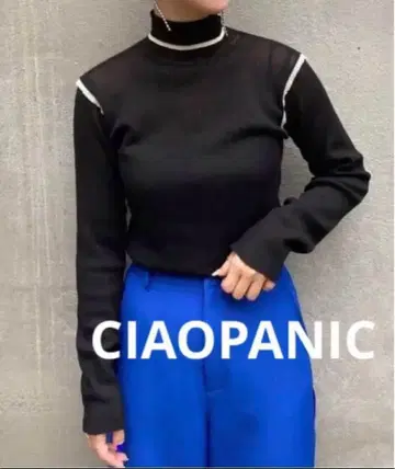 [ 새상품 ] 정가 5390엔 CIAOPANIC 배색 시어 리브 터틀넥