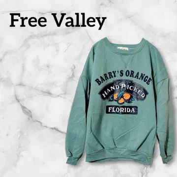 새상품급 Free Valley 바리즈 오렌지 맨투맨 터콰이즈 블루