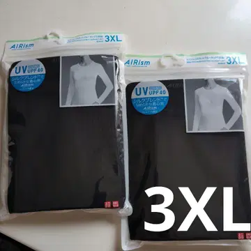 유니클로 AIRism UV컷 크루넥 T 긴팔 3XL 블랙 실크