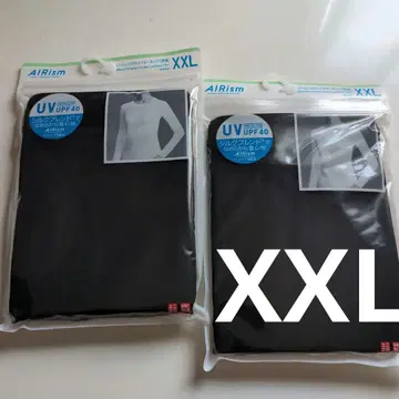 유니클로 AIRism UV컷 크루넥 긴팔 T XXL 블랙 실크