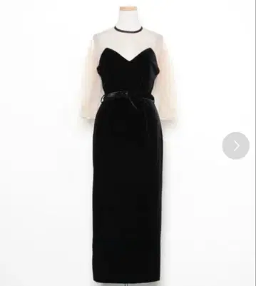 [ 벨로아 소재 ] TULLE SLEEVE TIGHT DRESS