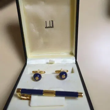 dunhill 네이비 커프스 단추 넥타이핀 세트