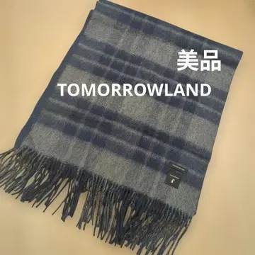 TOMORROWLAND 캐시미어 네이비 체크 머플러