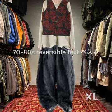70-80s 새상품급 리버서블 두툼한 텍스처 베스트 XL