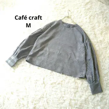 글렌체크 밴드 카라 캔디 슬리브 셔츠 블라우스 M
