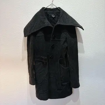 울 혼방 다크 그레이 코트