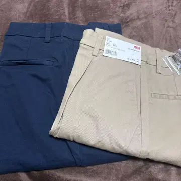 UNIQLO 코튼 테이퍼드 앵클 팬츠 32 베이지, 네이비