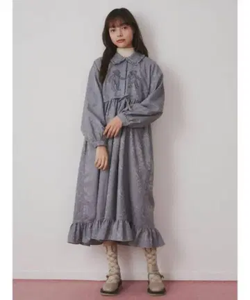 메리제니 bear 자카드 셔츠 원피스