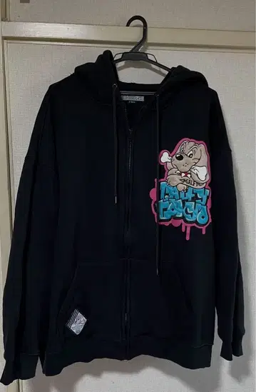 GALFY CRUTCH BRAND 블랙 풀 집업 후드티 대