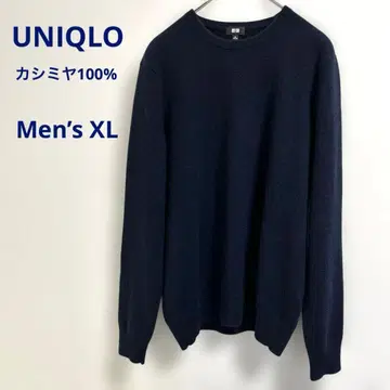 UNIQLO 캐시미어 니트 네이비 크루넥 스웨터 남성용 XL