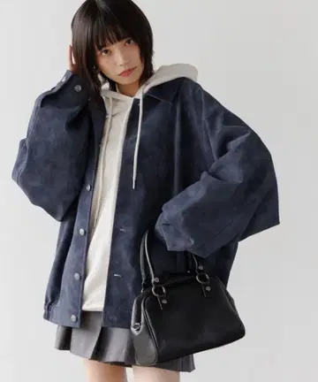 [ UNISEX ] 소프트 스웨이드 블루종 네이비