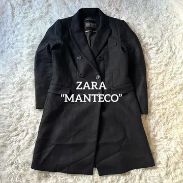 ZARA WOMAN 롱 코트 블랙 L 마테코 원단 피 코트