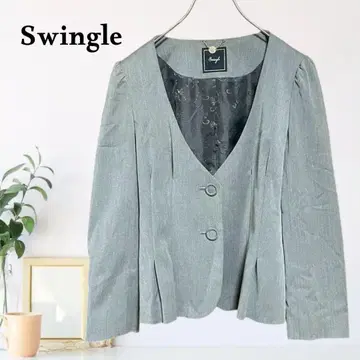 zB637 [ S ] Swingle V넥 피크 라펠 노카라 자켓