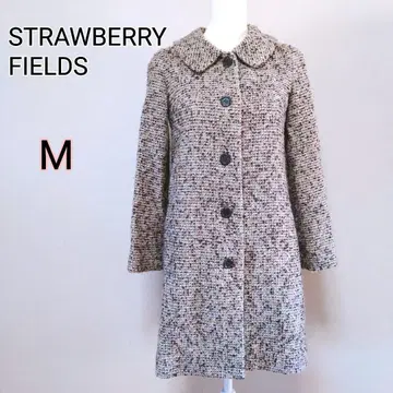 STRAWBERRY FIELDS 트위드 롱 코트 M 베이지 가을