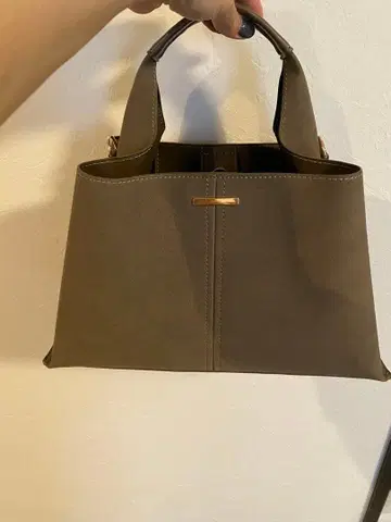 스웨이드 토트백 짙은 갈색