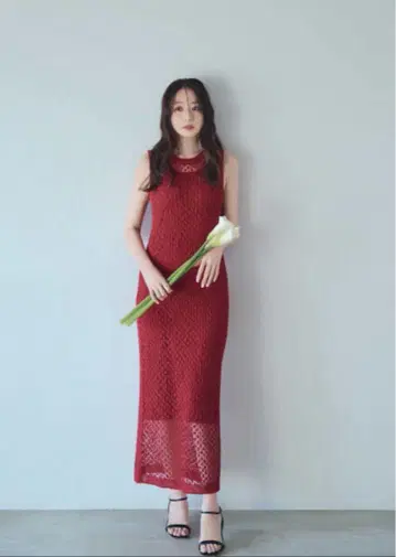 NATURAL BEAUTY BASIC 메쉬 내로우 니트 원피스