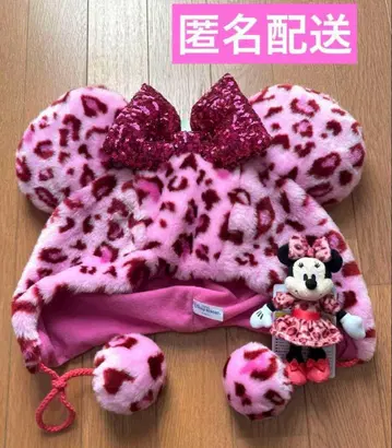 디즈니 팬캡 미니 레오파드 무늬 핑크 참