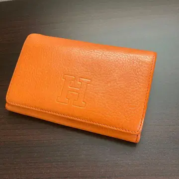 새상품급 HIROFU 오렌지 가죽 접이식 지갑