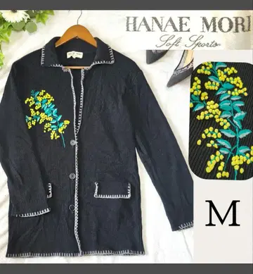 하나에모리 꽃무늬 자수 니트 가디건 롱 블랙 M HANAEMORI