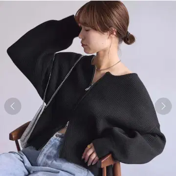 차오패닉 티피 더블 집업 니트 가디건