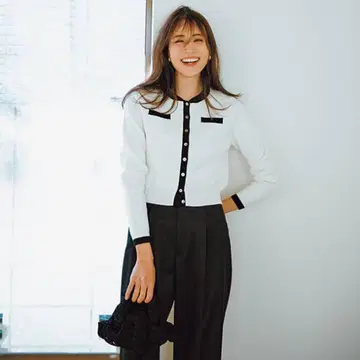 laube blanc 바이컬러 가디건