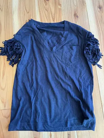 sacai 프린지 네이비 T셔츠