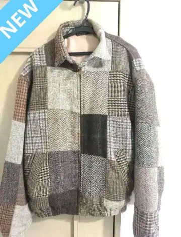 초레어 USA제 빈티지 60s 패치워크 블루종 두툼한 울 브라운 새상품급