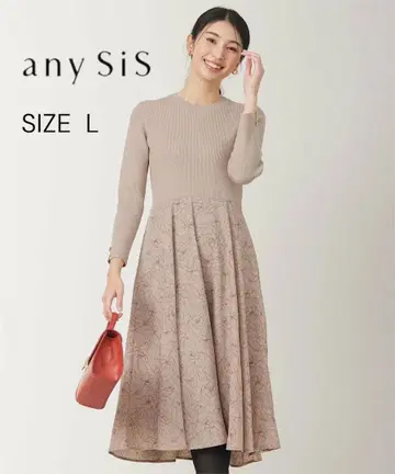 [ 새상품 ] any SiS 플라워 프린트 도킹 원피스 베이지 L