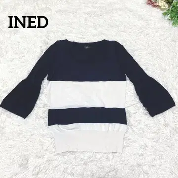 a1426 [이네드] 니트탑 플레어 소매 네이비 성숙 캐주얼 봄 M