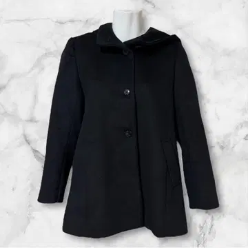[MICHEL KLEIN] 스탠드 카라 후디 코트/M(38)/블랙