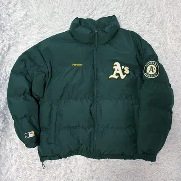 Perushu 다운 자켓 다운 그린 MLB 콜라보 지퍼