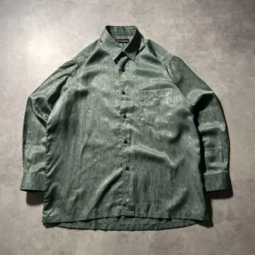 그린 페이즐리 아트 패턴 시어 레트로 디자인 셔츠