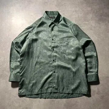 그린 페이즐리 아트 패턴 시어 레트로 디자인 셔츠