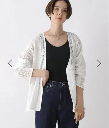 택 포함 새상품 화이트 레이스 가디건
