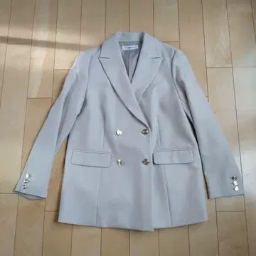 더블 브레스트 박스 자켓 오프 베이지