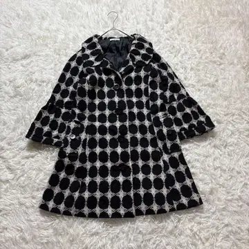 울 코트 도트 무늬 격자 무늬