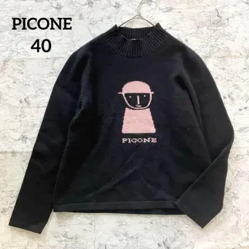 [캐시미어 100% ] 피코네 PICONE 로고 하이넥 니트 40 블랙