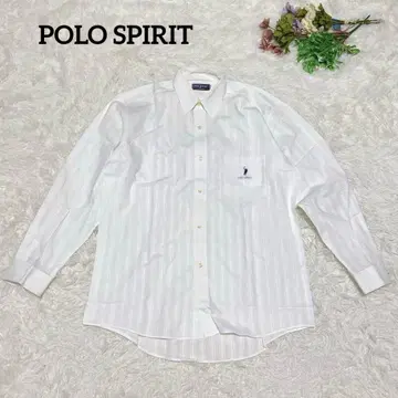 a.1640/POLO SPIRIT 와이셔츠 자수 스트라이프 화이트 로고