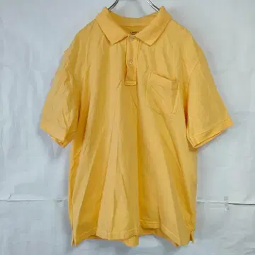 LAND'S END 랜드스 엔드 반팔 피케 셔츠 무지 심플 노랑 XXL