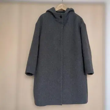 유니클로 L 사이즈 그레이 후드 부착 울 코트