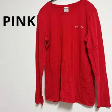 PINK 코튼 긴팔 T셔츠 레드 여성용 남성용