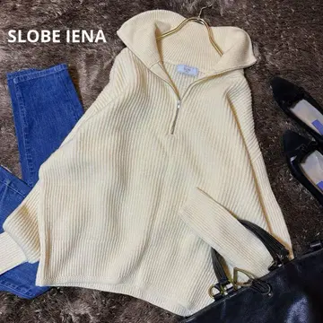 새상품급*슬로브 이에나  하프 지퍼 니트 풀오버 울 프리 화이트