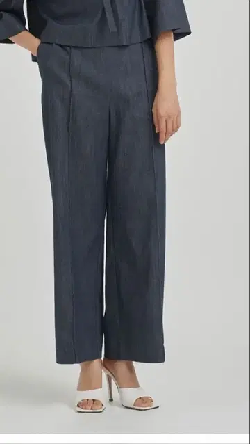 yori 마린 데님풍 와이드 팬츠