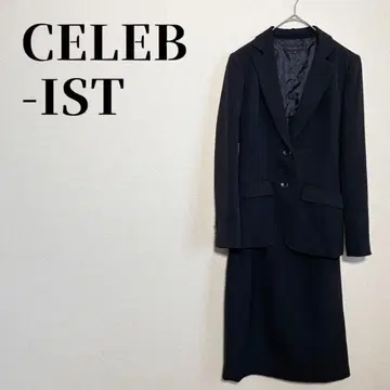 CELEB-IST 셋업 스커트 수트 블랙 스트라이프 사이즈 7(S)