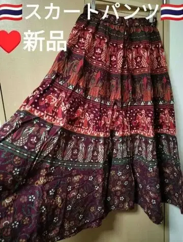 에스닉 스커트 팬츠 와이드 팬츠 인도 코튼 새상품 태국제 7/1