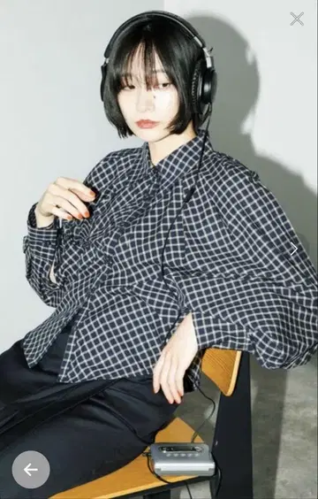 KBF 볼륨 슬리브 체크 셔츠