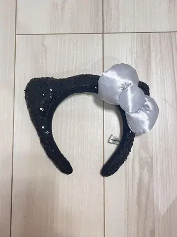 키티 머리띠 스팽글 블랙