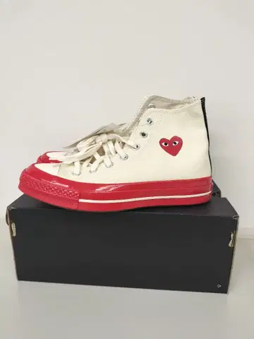 CONVERSE 하이컷 스니커즈 아이보리/레드