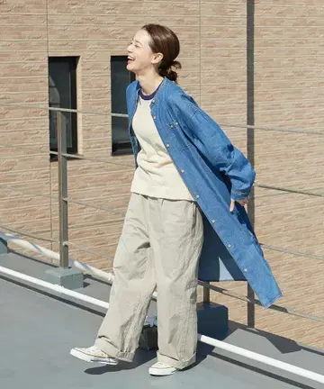 PAR ICI 팰리시 라이트온스 데님 셔츠 원피스
